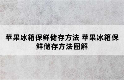 苹果冰箱保鲜储存方法 苹果冰箱保鲜储存方法图解